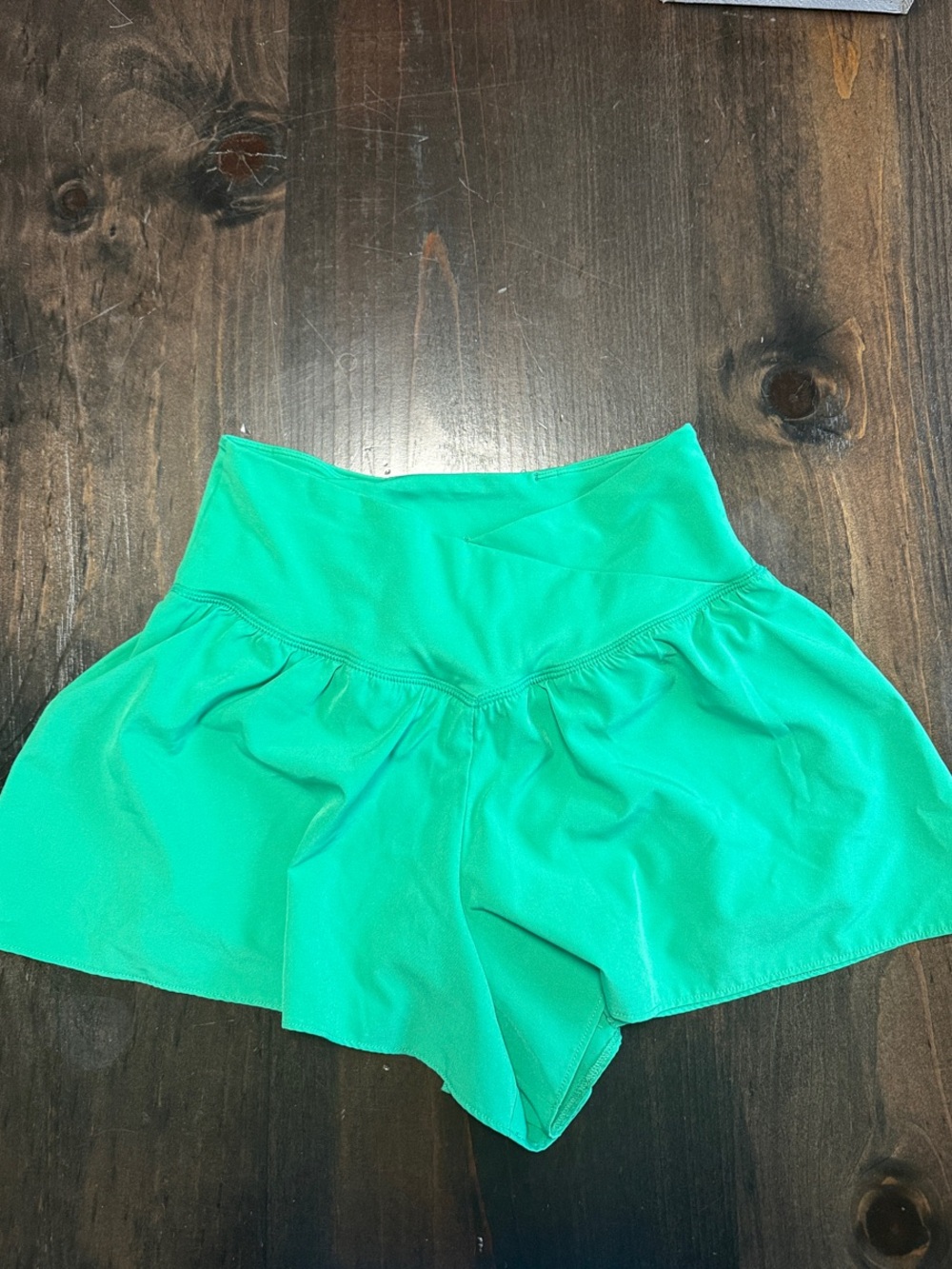 High-Waist Athletic Shorts/Skorts in Bright Green with spandex short liner